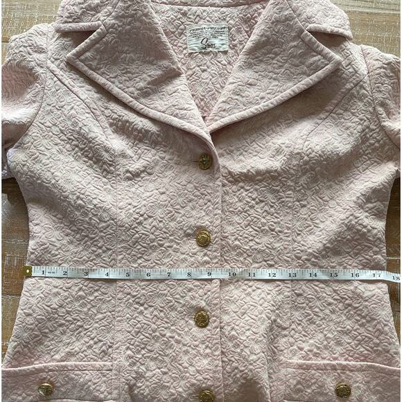 Vintage Sears Perma Prest 60’s Pink Polyester Floral Embossed Blazer Women’s 20’ - Picture 9 of 10